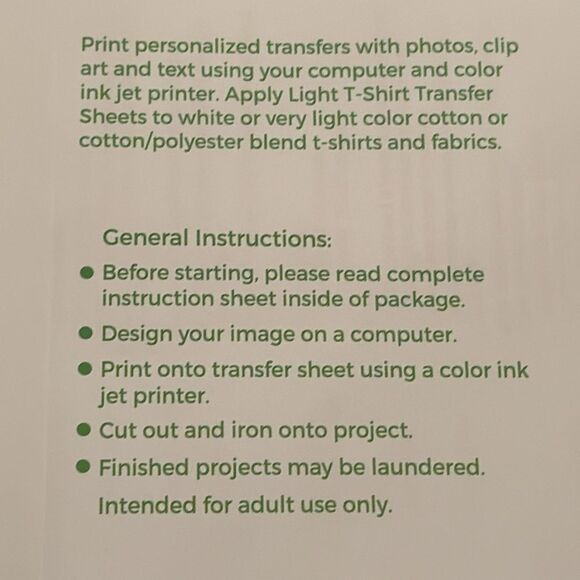 June Tailor Light T-Shirt Transfer Sheets Set of 5 Sheets NWT - Picture 6 of 8